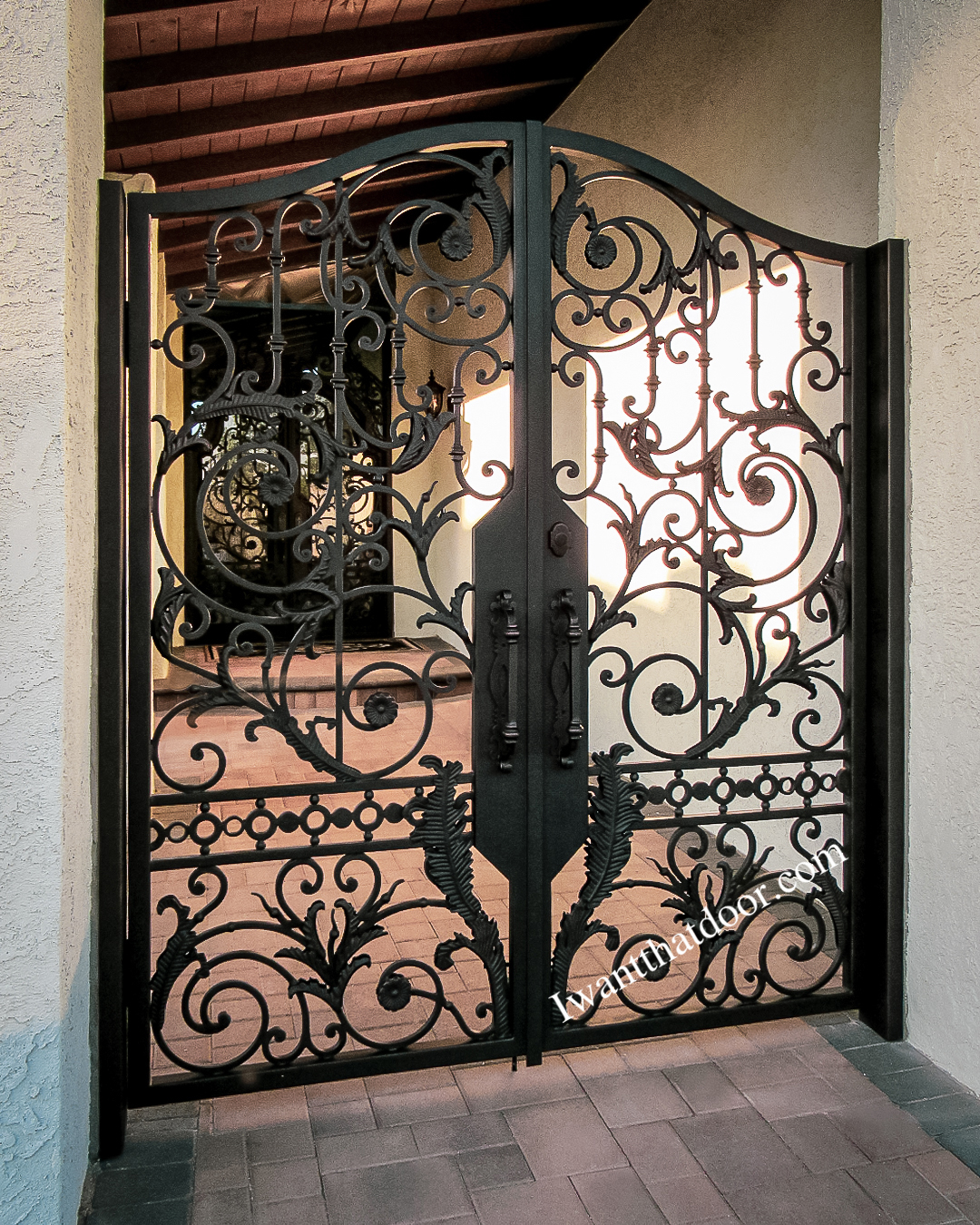 Custom Hover Scroll Wrought Iron Entry Gates | Universal Iron Doors