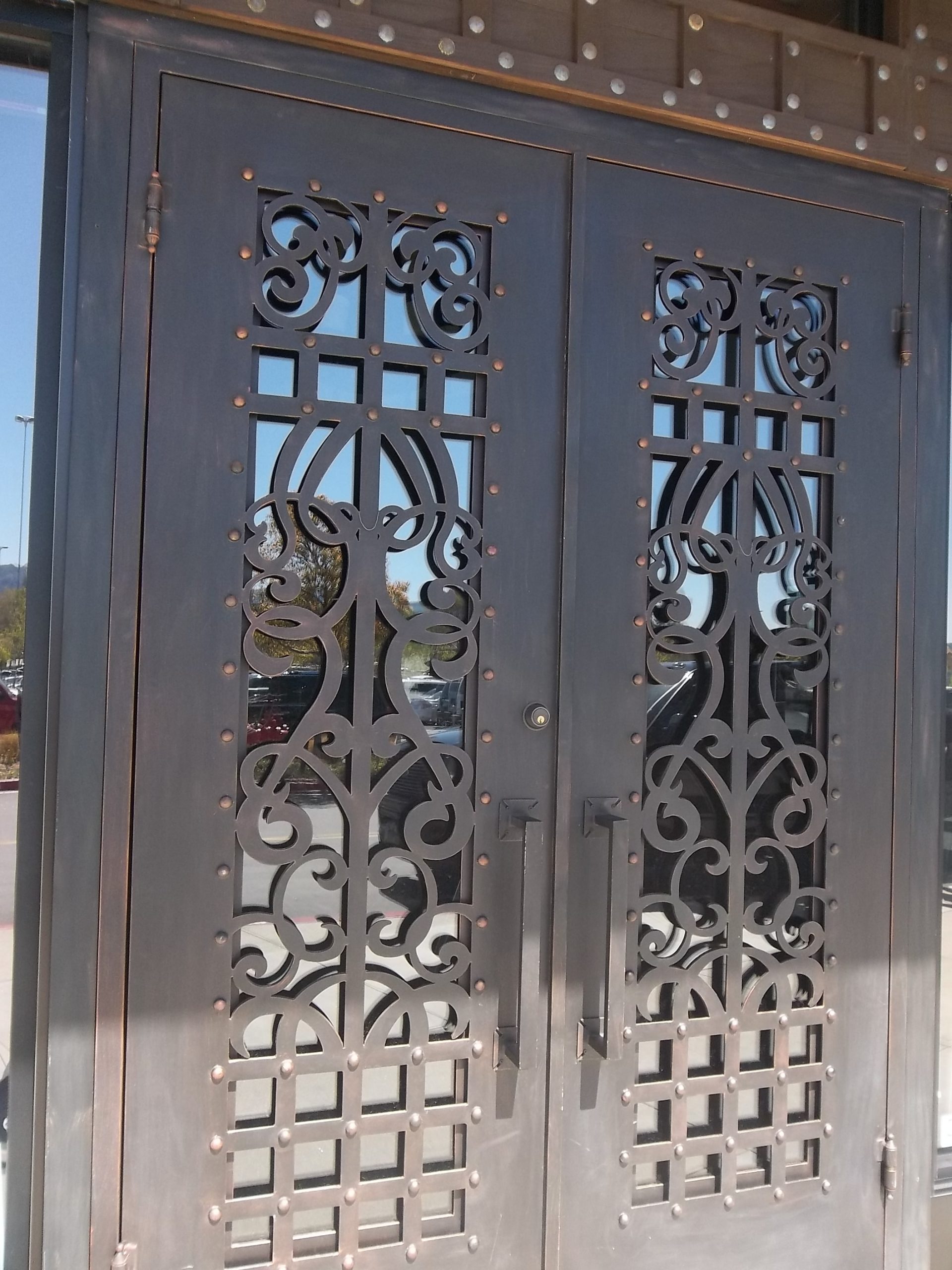 Cordoba Square Top Ornamental Wrought Iron Double Entry Doors