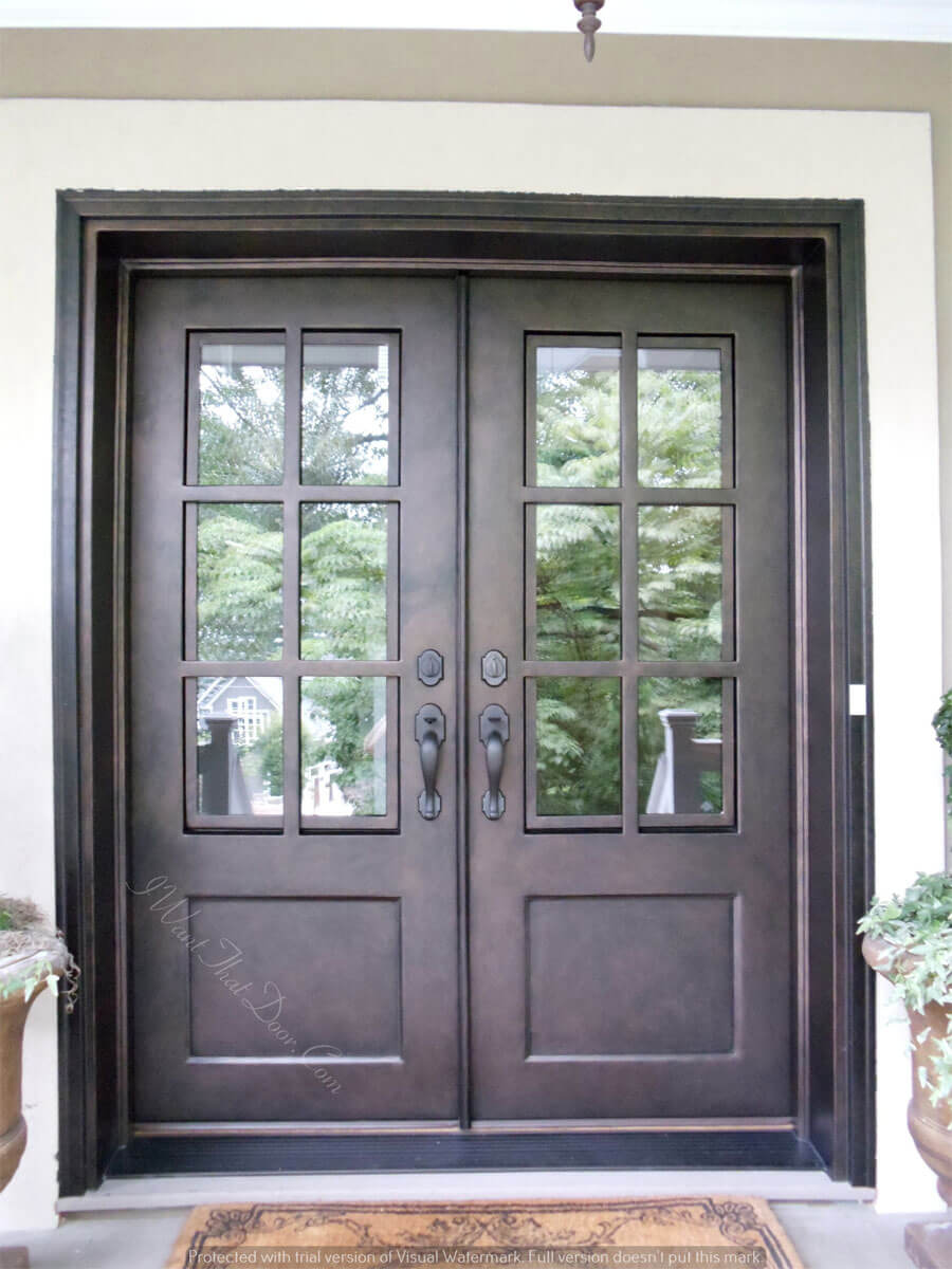 Essex Square Top with Square Glass Double Entry Iron Doors