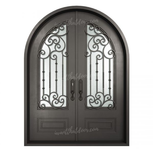 Elite Curved Double Entry Iron Doors (Front LH View)