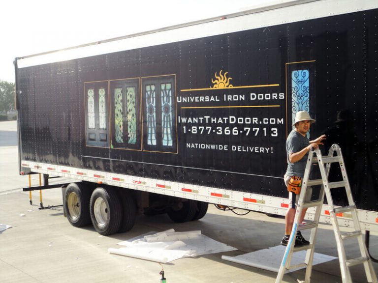 Universal Iron Doors' Truck Delivering an Artistic Iron Door to Berkeley
