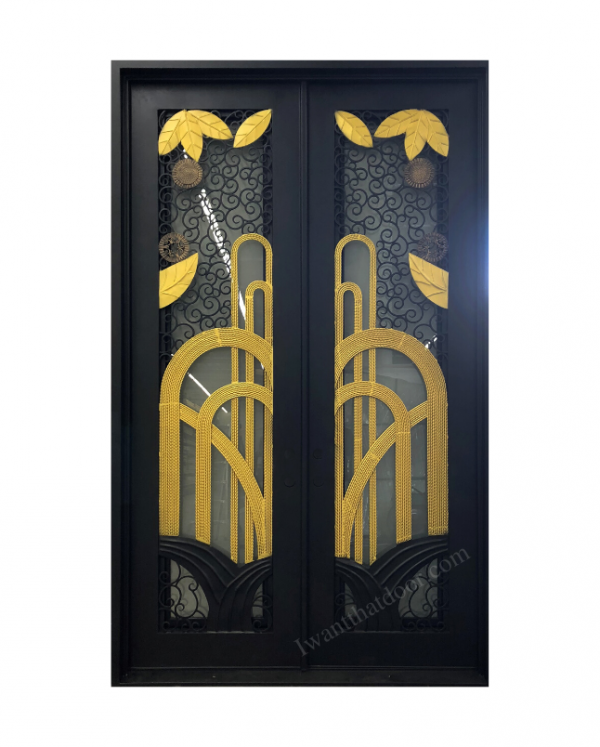 Paradiso Gold and Black Double Entry Iron Doors