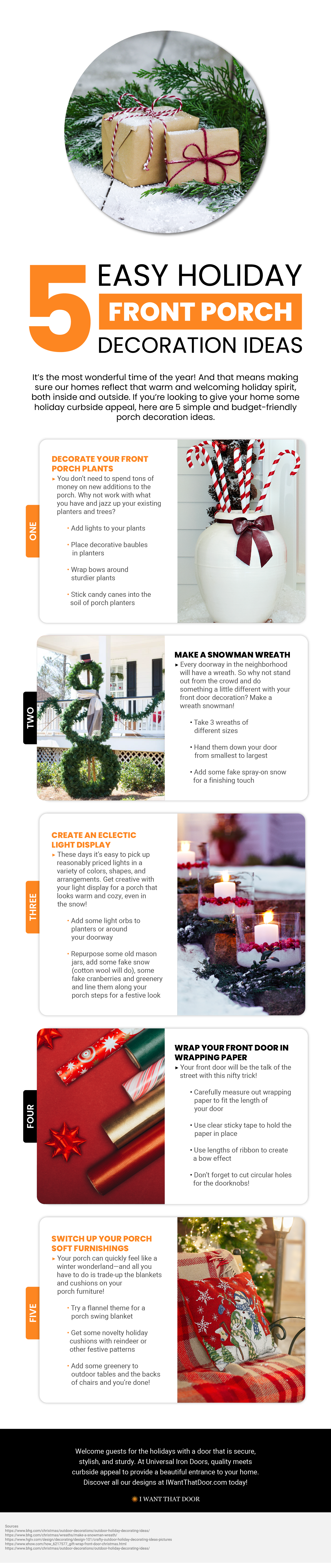 5 Easy Holiday Front Porch Decoration Ideas Infographic