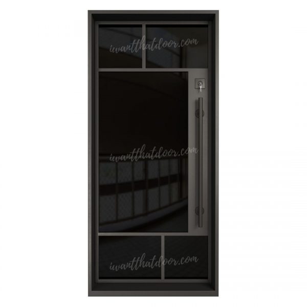 Akron Single Entry Iron / Steel French Door (Black Glass)
