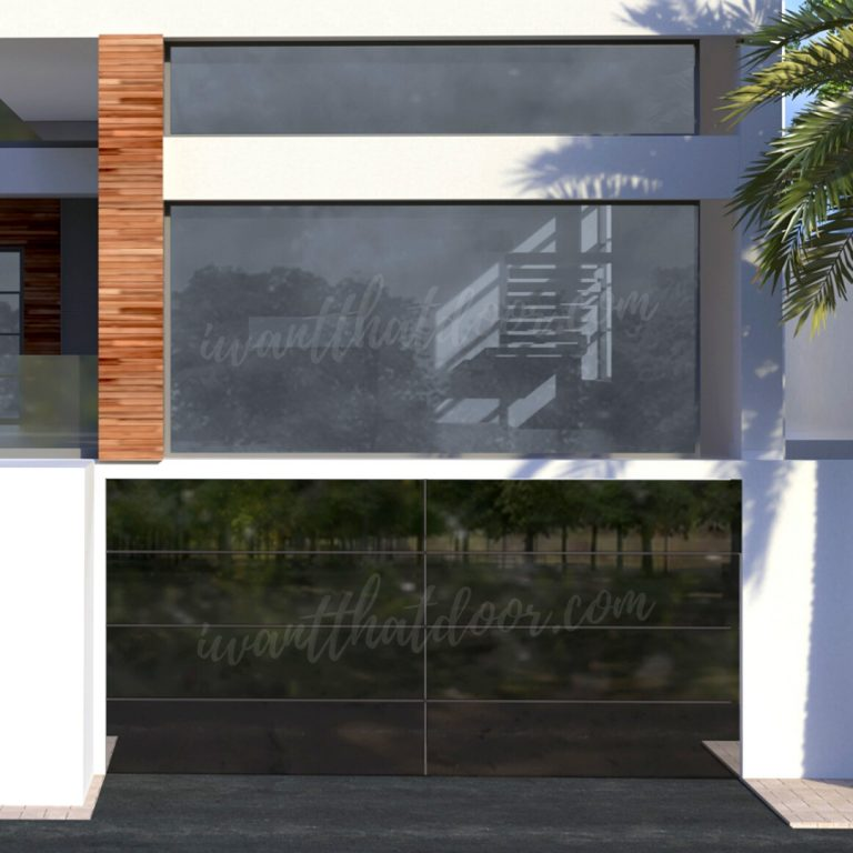 Modern house with frameless garage door from Universal Iron Doors